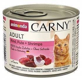 Animonda Cat Carny Adult príchuť: hovädzie, morčacie a krevety 200g