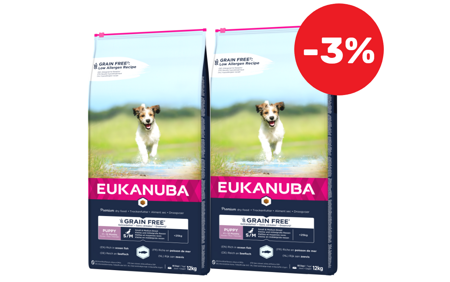 EUKANUBA Puppy&Junior Small/Medium Grain Free 2x12kg 