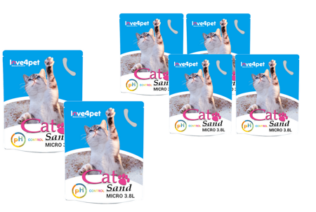 Silikónová podstielka pre mačky Sand Micro - PH Control 6x3,8 l ( mení farbu na kontrolu skorých príznakov choroby)