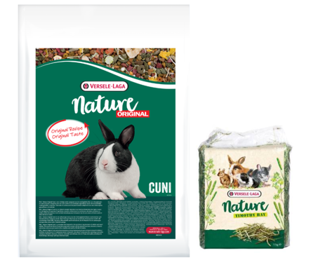 VERSELE-LAGA Cuni Nature Original 9 kg krmiva pre králiky + Timothy Hay 1kg         